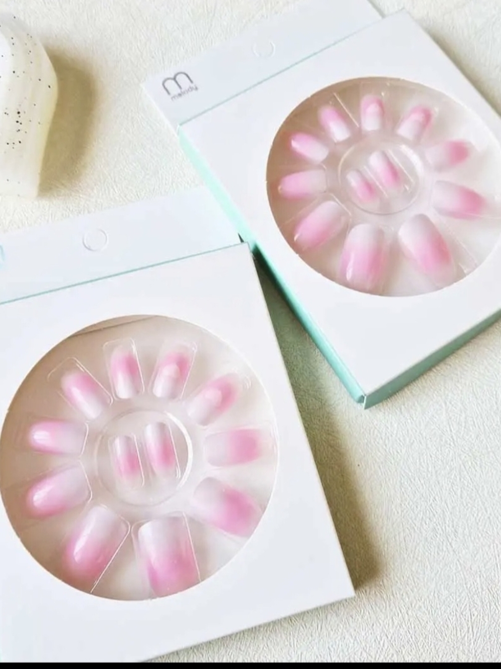 Pink Ombre Press-On Nails - Set of French Tip Nails